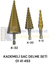 KADEMELİ SAC DELME SETİ 4-32 ,4-20 4-12MM