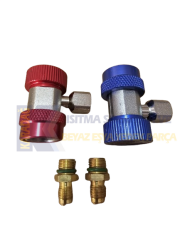 OTO ARAÇ GAZ ŞARJ APARATI R134A MAVİ KIRMIZI SET ÇİFTLİ